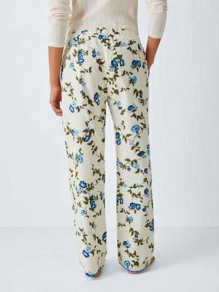 John Lewis Blue Floral Pyjama Bottoms, Blue/Ivory - view 2, Blue/Ivory