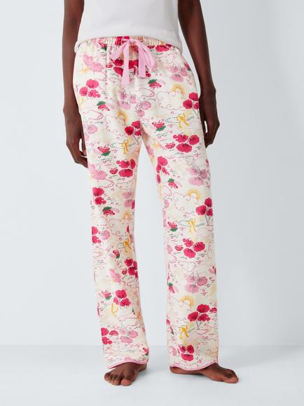 John Lewis Crane Cotton Pyjama Bottoms, Pink - view 2, Pink