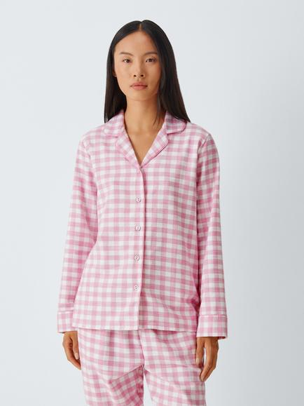 John Lewis Gingham Check Pyjama Top, Chateau Rose, Chateau Rose
