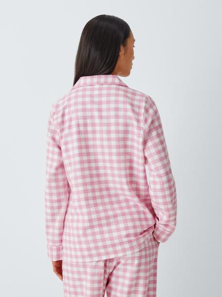 John Lewis Gingham Check Pyjama Top, Chateau Rose - view 2, Chateau Rose