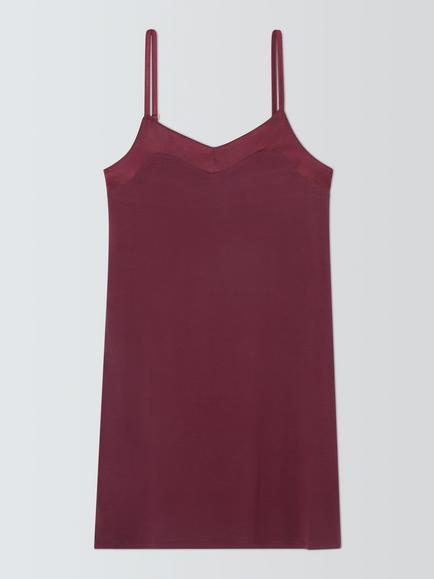 John Lewis Cotton Satin Trim Chemise, Zinfandel, Zinfandel