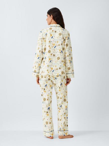 John Lewis Celestial Horse Cotton Button Through Long Pyjama Set, Ivory - view 2, Ivory