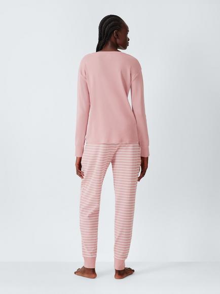 STRIPED CUFF PJ SET, Pink - view 2, Pink