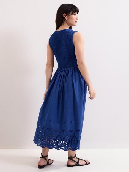 Phase Eight Jade Cutwork Midi Dress, Blue - view 2, Blue