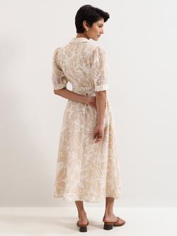 Phase Eight Petite Delphine Floral Shirt Midi Dress, Stone - view 2, Stone