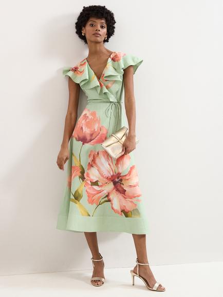 Phase Eight Petite Matilda Floral Midi Dress, Green, Green