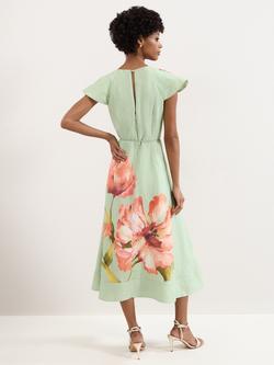 Phase Eight Petite Matilda Floral Midi Dress, Green - view 2, Green