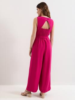 Phase Eight Petite Marta Open Back Jumpsuit - view 2, Fuchsia