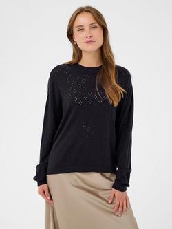 Saint Tropez Oline Open Knit Cotton Blend Jumper, Night Sky, Night Sky