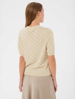 Saint Tropez Oline Short Sleeve Open Knit Cotton Blend Jumper, Oatmeal - view 2, Oatmeal