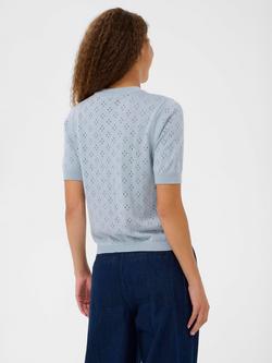 Saint Tropez Oline Short Sleeve Open Knit Cotton Blend Jumper, Kentucky Blue - view 2, Kentucky Blue