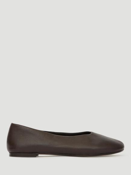 HUSH Bertie Leather Round Toe Ballerina Pumps, Dark Brown, Dark Brown