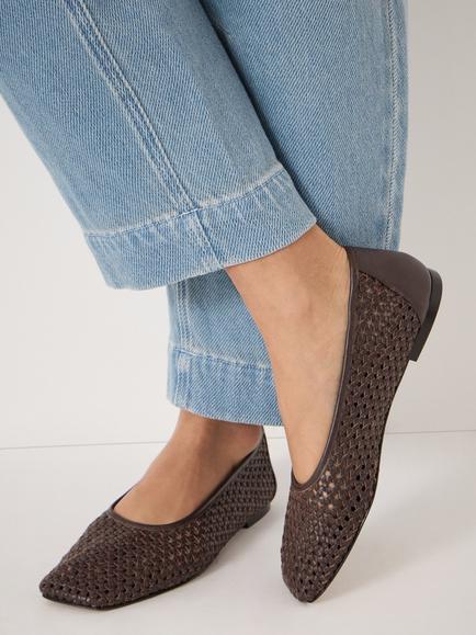 HUSH Lumen Woven Leather Ballerina Pumps, Wine Red - view 2, Wine Red