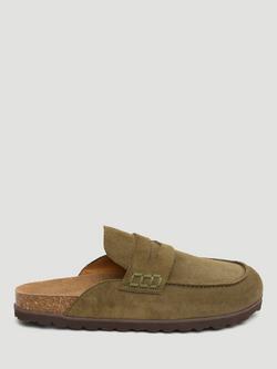 HUSH Rune Suede Mules, Olive Green, Olive Green