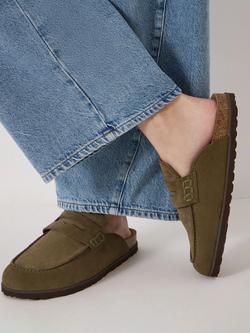 HUSH Rune Suede Mules, Olive Green - view 2, Olive Green