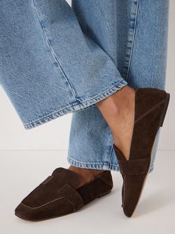 HUSH Sora Suede Square Toe Loafers, Chocolate Brown - view 2, Chocolate Brown