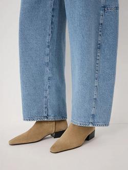 HUSH Suede Square Toe Ankle Boots, Beige Taupe - view 2, Beige Taupe