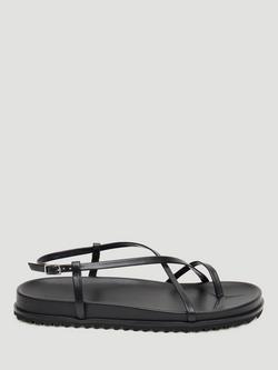 HUSH Theo Leather Strappy Footbed Sandals, Black, Black