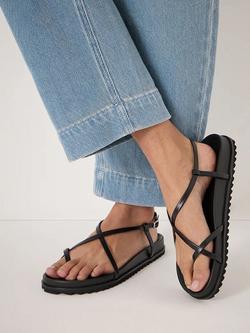 HUSH Theo Leather Strappy Footbed Sandals, Black - view 2, Black