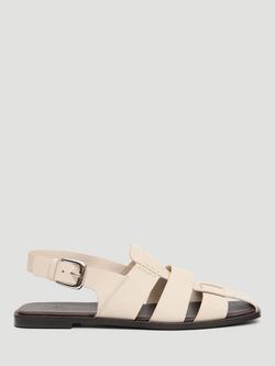 HUSH Sena Leather Square Toe Fisherman Sandals, Ecru White, Ecru White