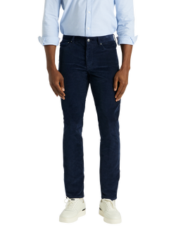SPOKE Italian Cord Fives Regular Thigh Slim Chinos - view 2, Navy Cord