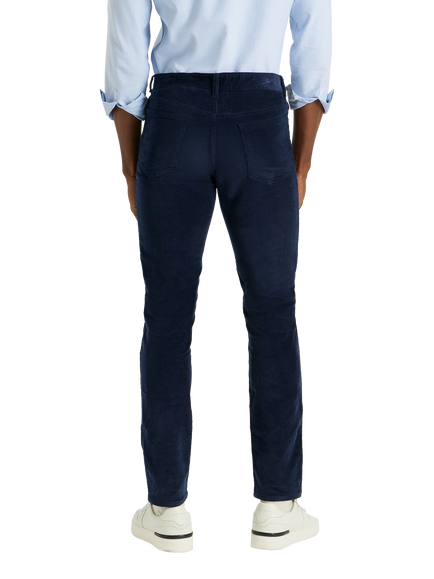 SPOKE Italian Cord Fives Wide Thigh Slim Chinos, Navy Cord - view 2, Navy Cord