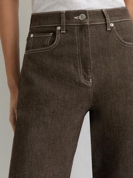 Reiss Petite Sabel Barrel Leg Jeans, Brown - view 2, Brown