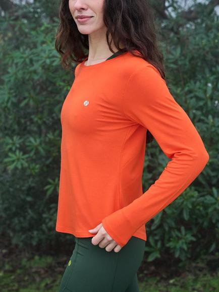 ACAI On The Go Bamboo Rich Long Sleeve Top, Mandarin - view 2, Mandarin