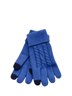 ACAI Merino Wool Blend Cable Knit Gloves, Baja Blue, Baja Blue
