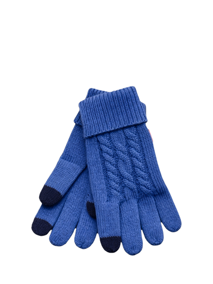 ACAI Merino Wool Blend Cable Knit Gloves, Baja Blue, Baja Blue