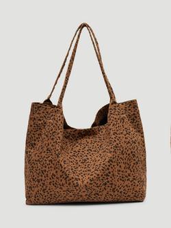 HUSH Ottilie Spotty Animal Print Oversized Tote Bag, Brown, Brown