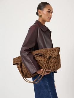 HUSH Ottilie Spotty Animal Print Oversized Tote Bag, Brown - view 2, Brown
