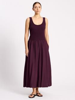 Albaray Bubble Hem Sleeveless Midi Dress, Burgundy, Burgundy