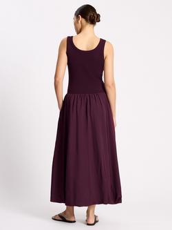 Albaray Bubble Hem Sleeveless Midi Dress, Burgundy - view 2, Burgundy