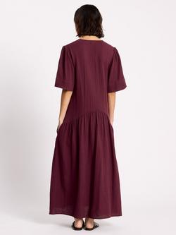 Albaray V-Neck Cheesecloth Dress, Dark Red - view 2, Dark Red