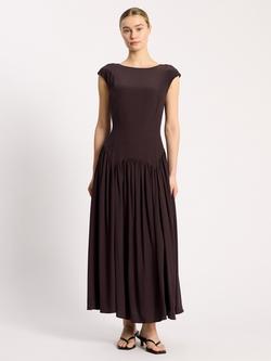 Albaray Dipped Drop Waist Maxi Dress containing LENZING™ ECOVERO™ Viscose, Chocolate, Chocolate