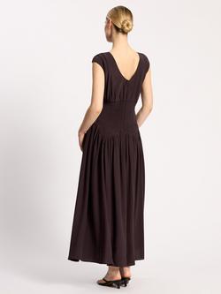 Albaray Dipped Drop Waist Maxi Dress containing LENZING™ ECOVERO™ Viscose, Chocolate - view 2, Chocolate