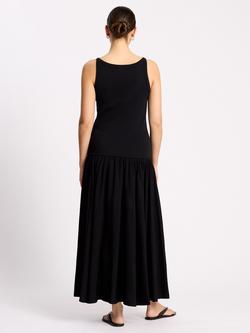 Albaray High Neck Mixed Midi Dress, Black - view 2, Black