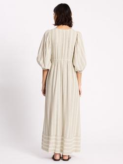 Albaray Stripe Linen Rich Midi Dress, Cream - view 2, Cream