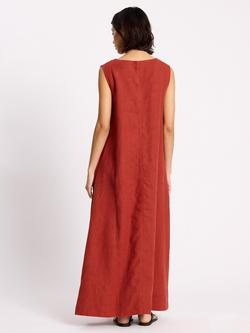 Albaray V-Neck Pure Linen Maxi Dress, Red - view 2, Red