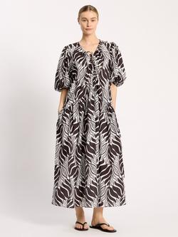 Albaray Palm Print Maxi Dress, Coffee/White, Coffee/White