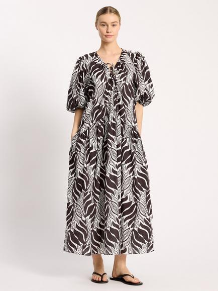 Albaray Palm Print Maxi Dress, Coffee/White, Coffee/White