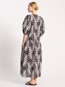 Albaray Palm Print Maxi Dress, Coffee/White - view 2, Coffee/White