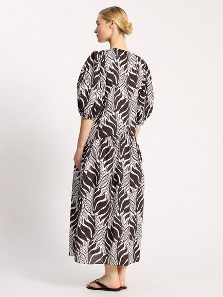 Albaray Palm Print Maxi Dress, Coffee/White - view 2, Coffee/White