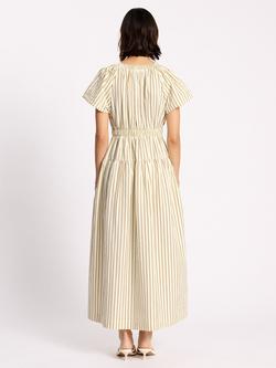 Albaray V-Neck Stripe Midi Dress, Neutral - view 2, Neutral