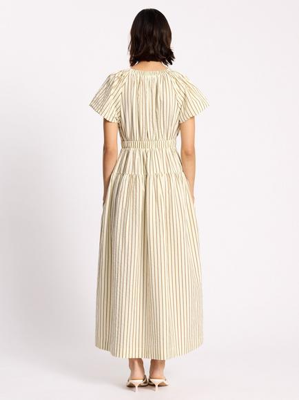 Albaray V-Neck Stripe Midi Dress, Neutral - view 2, Neutral