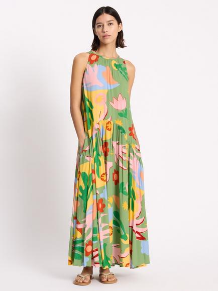 Albaray x Laetitia Rouget Tropique Halterneck Maxi Dress containing LENZING™ ECOVERO™ Viscose, Green/Multi