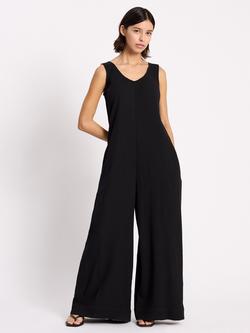 Albaray Cheesecloth Wide Leg Jumpsuit, Black, Black