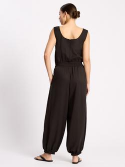 Albaray Scoop Neck Balloon Leg Jumpsuit, Chocolate - view 2, Chocolate