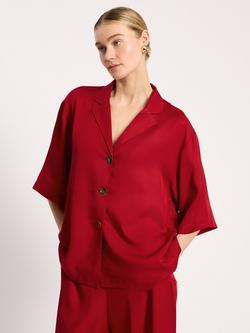 Albaray Oversized Buttons Short Sleeve Shirt containing LENZING™ ECOVERO™ Viscose, Red, Red
